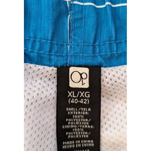 OP Men's Teal/White Checkered Swim Trunks Size XL 40-42 - Picture 6 of 6